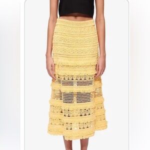 Maje Butter Yellow Crocheted Knit Skirt (36/S)
